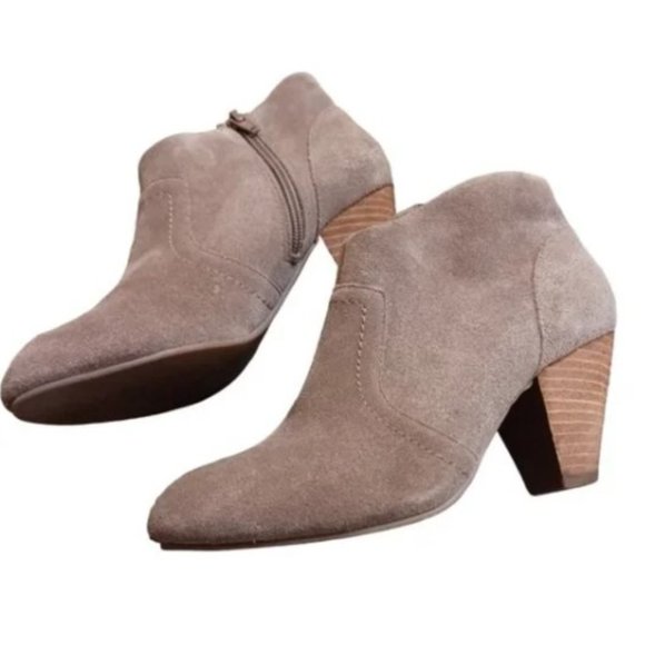 Aldo Tan Leather Suede Stacked Western Underslung Heel  Ankle Booties Size 6 - Picture 5 of 9